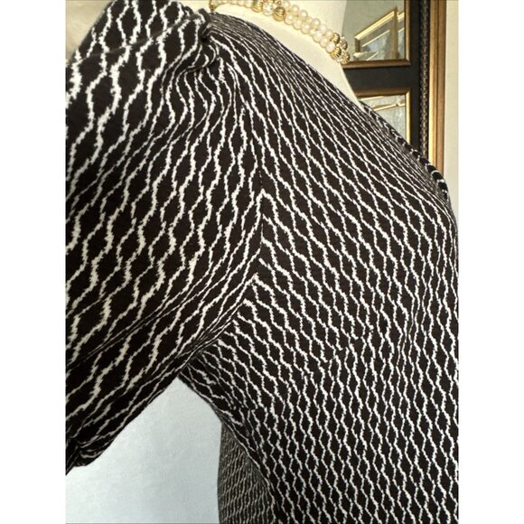 Tommy Hilfiger Puff Short Sleeve Swing Dress Pull On Black White Vneck Size 14 - Picture 6 of 16